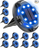 Biling Solar Pathway Lights Outdoor Uplight Sidelight, 12 Packs Blue Bright Solar Ground Lights Walkway Lights Waterproof Solar Deck Lights for Yard Walkway Garden Halloween Decorations by GreenHaven Gardens