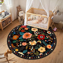 Floral 6ft Area Rug Machine Washable Soft Print Boho Carpet Non Slip Doormat Low Pile Flower Area Rugs for Living Room Bedroom Nursery Kitchen Dining Room Indoor-Black by TinyTreasures Baby Boutique