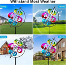 62.9" Large Wind Spinner Outdoor Decor, Garden Art with Metal Stake, Resistant for Yard, Patio and Lawn by CozyNest Decor