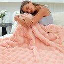 RYNGHIPY Faux Fur Blanket for Couch Fluffy Warm Throw Blanket for Sofa Bed Soft Plush Thick Bubble Blanket (Blush, 63''x79'') by CozyNest Decor