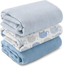 GLLQUEN BABY Muslin Swaddle Blankets,3-Pack Receiving Blanket for Newborn Boys and Girls,Baby Swaddle Blanket Unisex, Elephant,Baby Essentials, Registry & Gift, 40 x 38 inches by TinyTreasures Baby Boutique