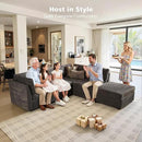 Modular Sectional Sofa, 130.7" L Shaped Couch Set for Living Room, 4-Seater Comfy Cloud Couches with Movable Ottoman, DIY Combination, Plush Corduroy, Gray by CozyNest Decor