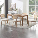 Farmhouse Rattan Dining Chairs Set of 4 Solid Wood Kitchen Chair with Cane Back French Country Upholstered Accent Chair Rustic Armless Side Chairs for Dining/Living Room/Restaurant, Beige by CozyNest Decor