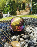 Rainbow Gazing Globe Mirror Ball in Stainless Steel, Shiny Hollow Sphere Sparkling Housewarming Outdoor Ornament (6 Inch) by CozyNest Decor