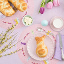 Whaline 4Pcs Round Bunny Easter Placemats Pink Rabbit Embroidered Place Mats Spring Cute Rabbit Dinner Table Mat Easter Dining Kitchen Table Mats for Home Wedding Baby Shower Birthday Party Decor by CozyNest Decor