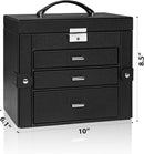 AKOZLIN 4-Tier Jewelry Box Lockable Leather Jewelry Storage Case Organizer with 3 Drawers for Women Girls Ring Necklace Earring Bracelet Watches Holder with Mirror by TinyTreasures Baby Boutique