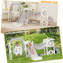 KORIMEFA 11 in 1 Toddler Slide and Swing Set, Kids Slide for Toddlers, Outdoor Indoor Playground for Toddlers 1-3, Toddler PlaySet with Basketball Hoop and Ball Golf Set, Climbing Arch(Grey) by TinyTreasures Baby Boutique