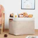 DULLEMELO 2-Pack Large Storage Baskets for Organizing 16"x12"x12" Canvas Fabric Storage Basket Bins With Leather Handles for Shelf Clothes Empty Gift Basket (White&Khaki) by TinyTreasures Baby Boutique