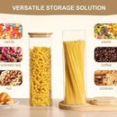 Glass Food Storage Jars with Lids(76oz)Square Set of 3 ,Glass Storage Containers Clear Glass Food Canister with Bamboo Lid Airtight For Serving Tea, Coffee Beans, Flour,Cookie, Cereal,Spice and More by CozyNest Decor