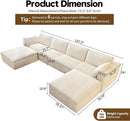 157.5" U Shaped Modern Sofa Modular Sectional Cloud Couch with 2 Ottoman,Deep Seat Upholstered Couches with Corduroy Fabric for Living Room Furniture,Bedroom and Apartment,No Assembly Required,White by CozyNest Decor