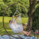 Lazy Daze Hammocks Hanging Chair Caribbean Swing Chair Hammock Chair w/Soft-Spun Cotton Rope, 40" Hardwood Spreader Bar Wide Seat, Max 300 Pounds, for Indoor Outdoor Garden Yard, White by GreenHaven Gardens