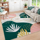 Lahome Washable 8x10 Rug - Non-Slip Living Room Rugs 8x10 Ultra-Thin Large Soft Bedroom Rugs, Boho Botanical Print Indoor Stain Resistant Floor Rug for Dining Room Table Office (8'x10',Green/Pink) by TinyTreasures Baby Boutique