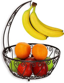 SimpleHouseware Fruit Basket Bowl with Banana Tree Hanger, Bronze by CozyNest Decor