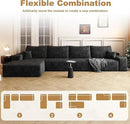 136" Sectional Couches for Living Room Modern Modular Sofa with L-Shape Couchs Upholstered Boneless Couch Deep Seat Sectional Couch with Chaise (Black, Left Facing Chaise+3Seaters) by CozyNest Decor