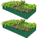 Land Guard 2 Pack 8×4×1ft Galvanized Metal Raised Garden Bed, Metal Planter Kit Box Outdoor for Deep-Rooted Vegetables, Flowers, Green and Herbs (Green) by GreenHaven Gardens