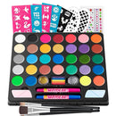 Maydear Face Painting Kit for Kids, 32 Colors Water Based Makeup Palette with Stencils, Glitters, Rainbow Split Cake, Hair Dye Clips, for Parties, Halloween, Safe Professional Face Body Paint Kit by TinyTreasures Baby Boutique