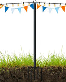 LAND·VOI Metal String Light Poles for Outside Hanging - Backyard, Garden, Patio, 1 Pack Lighting Stand with Adjustable Height for Outdoor Parties, Wedding, Extra-Long 5-Prong Claws, (9.6FT) FLP01B by GreenHaven Gardens