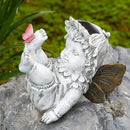 Garden Fairy Outdoor Solar Decor,Fairy Garden,Garden Sculpture,Resin Ornaments for Patio Lawn Yard Porch,Playful Garden Flower Fairy Statues for Outside Angel Gifts,7.91 Inches Tall by GreenHaven Gardens