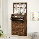 Shoe Cabinet with 3 Flip Drawers, Narrow Shoe Cabinet with 9 Hooks Coat Rack, Freestanding Shoes Storage Cabinets with Adjustable Shelves for Entryway, Hallway, Living Room, Rustic Brown by CozyNest Decor