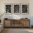 Framed Textured Wood 3D Wall Art for Living Room, Large Boho Floral Black and Beige Artwork for Walls, 3 Piece Abstract Bohemian Flower Wood 3D Art for Office Bedroom Hallway Wall decor, 24x36 Inch by CozyNest Decor