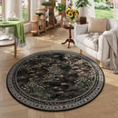 Circle Rug Impressionist-Style Vintage Round Rug 4ft Non Slip Low Pile Small Circular Rug for Bedroom Bathroom Entryway Kids Room Office College Dorm, Black by TinyTreasures Baby Boutique
