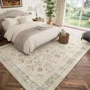 Washable 8x10 Area Rugs for Living Room, Boho Non-Slip Silicone Backing Rugs for Bedroom Dining Room Nursery Office, 0.3" Neutral Oriental Throw Carpet with 0.16" Cushioning Pad, Grey/Multi by TinyTreasures Baby Boutique