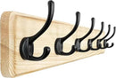 Dseap Coat Rack Wall: 24" Long, Patented, Heavy-Duty, 6-Double-Hooks Wooden Wall Mounted Coat Rack Coat Hanger Hook Rail for Winter Coats Hat Jacket Clothing, Light Brown by CozyNest Decor