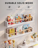 Nursery Book Shelves - 4 Pack, Wall Book Shelves for Bedroom, Kids, Play Room, Nursery Decor by TinyTreasures Baby Boutique