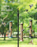 Bird Feeders for Outdoors Hanging,Finch Feeders for Outside,Chew-Proof Hanging Bird Feeder,Rust-Proof Birdfeeder,Squirrel Proof 6 Ports Metal Bird Feeder,14 Inch,1 Pack,Black by CozyNest Decor