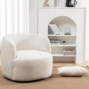 KINWELL 34" Wide Boucle Swivel Barrel Chairs Set of 2, No Assembly Round Upholstered Armchairs Accent Chairs Single Sofa Chair with Toss Pillow for Living Room and Bedroom, Beige by CozyNest Decor