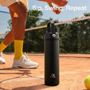 Insulated Water Bottle with Straw Stainless Steel Water Bottle, Leak-Proof, BPA-Free, Double Wall Vacuum Keeps Cold for 24 Hours for Sports, Travel, School (32 oz, Black Night) by CozyNest Decor