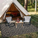 OLANLY Outdoor Rug 9x12 ft Waterproof, Outdoor Plastic Straw Rug with Geometric Pattern Clearance, Reversible RV Mat for Patio, Camping, Balcony, Deck, Backyard, Black & Beige by CozyNest Decor