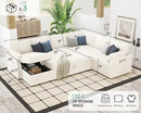 VanAcc Pull Out Sofa, 112 Inch Oversized U Shape Sleeper Sofa Couch with Storage Chaise & 3 Seater, Comfy Couch with Pull Out Bed for Living Room, White Boucle by CozyNest Decor