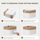 UBBCARE 4 Pack Baskets for Organizing, Woven Storage Baskets with Label for Toys and Towel, Rectangle Cotton Rope Basket with Handles, 15''L x10''W x9''H, White&Brown by TinyTreasures Baby Boutique