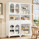 75” Tall Kitchen Pantry Storage Cabinet, Metal Storage Cabinet with 1 Drawer and Adjustable Shelves, Kitchen Pantry Cupboard, Freestanding Cupboard for Bathroom, Living Room (White-Glass Door) by CozyNest Decor