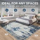 8x10 Area Rugs for Living Room Rug Washable: Modern Large Rug for Dining Room Bedroom Carpet Non Slip 8 by 10 Indoor Abstract Nursery Home Office Blue White by TinyTreasures Baby Boutique