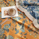 Boho Muslin Blanket for Adults 4-Layer Gauze 80 x 90 Inches Soft Cozy 100% Cotton Summer Cooling Blanket Floral Decor for Sofa Bed Coverlet Both Sides (Flowr Branch Orange, 80 x 90 in) by CozyNest Decor