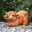 Highland Cow Solar Powered Outdoor Garden Statue, Resin Highland Cow Statue with Solar Light Lantern, Decorative Lawn, Yard Outdoor Highland Cow Decor. Unique home decorations, gifts for women by GreenHaven Gardens