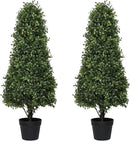 3ft Artificial Boxwood Topiary Trees (Set of 2) - UV Resistant Faux Plants Outdoor, Realistic 36" Fake Cone Bushes and Shrubs for Front Porch, Planter, Patio - Low Maintenance & Evergreen by GreenHaven Gardens