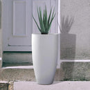 Kante 23.6" H Pure White Finish Concrete Tall Planters Large Outdoor Indoor Decorative Plant Pots with Drainage Hole and Rubber Plug, Modern Tapered Style for Home and Garden by CozyNest Decor
