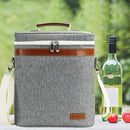 3 Bottle Insulated Wine Tote Carrier Bag, Portable Travel Padded Wine Cooler - Corkscrew Opener, Handle and Adjustable Shoulder Strap, Wine Lover Travel Picnic Party Wedding Wine Tote Grey by TinyTreasures Baby Boutique