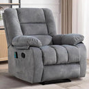 Massage Recliner Chair with Heat and Massage, Soft Fabric Ergonomic Manual Reclining Chairs, Heavy Duty Reclining Sofa Chair with Side Pockets for Living Room (Light Grey) by CozyNest Decor