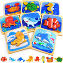 TOY Life Wooden Puzzles for Toddlers 2-4, Sea Animals Puzzles for Toddlers 1-3, Wood Puzzles Educational Montessori Toys Gifts for 1 2 3 Year Old, Baby Kids Learning Toy by TinyTreasures Baby Boutique