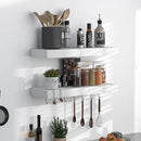 Fun Memories Floating Shelves - 16 Inch Rustic White Wall Shelf - Wall Mounted Shelves for Wall Decor Storage - Wooden Shelves with Invisible Brackets for Living Room, Bedroom, Kitchen, 2 Pack by CozyNest Decor
