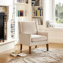 COLAMY Modern Wingback Living Room Chair, Upholstered Fabric Accent Armchair, Single Sofa Chair with Lounge Seat and Wood Legs for Office/Bedroom/Reading Spaces, Beige by CozyNest Decor