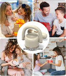 EWA Portable Mini Metal Karaoke Machine, Bluetooth Karaoke Speaker with 2 Wireless Microphones, Ideal Gifts for Girls Boys Family Home Party Birthday Christmas Toys Gifts-(Beige) by TinyTreasures Baby Boutique