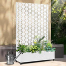 Raised Garden Bed with Trellis and Wheels,73"x47"x16" Metal Raised Garden Bed,White Squared Metal Planter with Climbing Trellis for Vines & Vegetables by GreenHaven Gardens