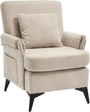 KCC Mid-Century Accent Chairs,Chenille Modern Upholstered Single Sofa,Cozy Armchair with Back for Bedroom/Office/Cafe,Begie by CozyNest Decor