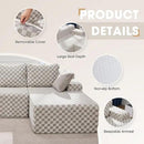 Hobestluk 96“ Modular Sectional Sofa Couches L-Shape Couch 3 Seat Modular Sofa Sectional Couches for Living Room, Cloud Couch with Oversized Chaise (Greygreen, Checked (Right Facing Chaise)) by CozyNest Decor