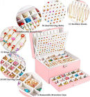 Earrings Jewelry Box for Girls, 5 Layers Jewelry Organizer with Earring Holder Organizer for Girls Earring Organizer Jewelry Boxes for Women Earrings and Necklaces Jewelry Box Organizer Pink by TinyTreasures Baby Boutique